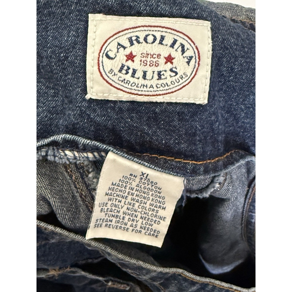 Vtg Carolina Blue Women's XL Denim Bib Overalls Lace-up Pocket Carpenter Y2K 90s - Picture 3 of 4